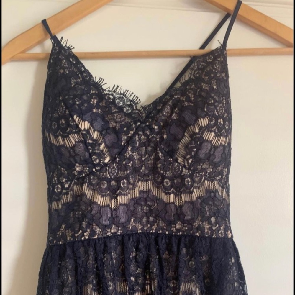 Cream and Blue spaghetti strap dress
